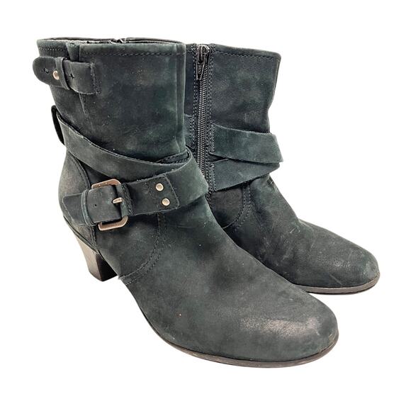 Cobb Hill New Balance Black Genuine Leather Suede Ankle Boots Booties Shoes 6 - Picture 1 of 15
